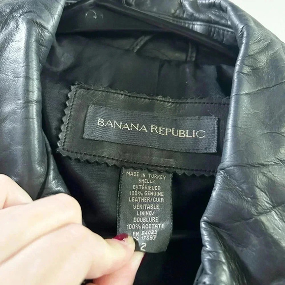Banana republic vintage 100% leather black bomber jacket 2 - Picture 3 of 4